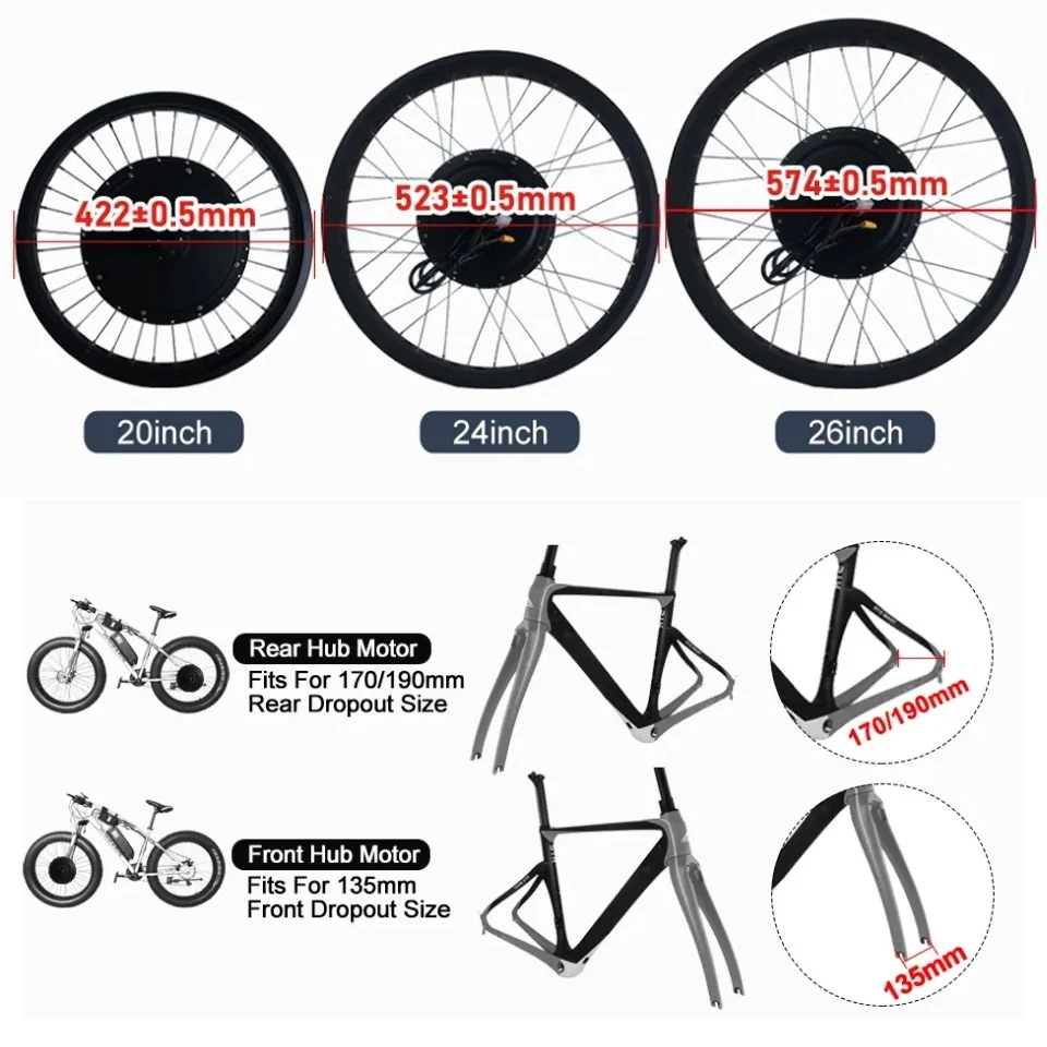 72V 3000W Ebike Snow Bike Conv - огляд і ціна Ebike Conversion Kit 72V 3000W